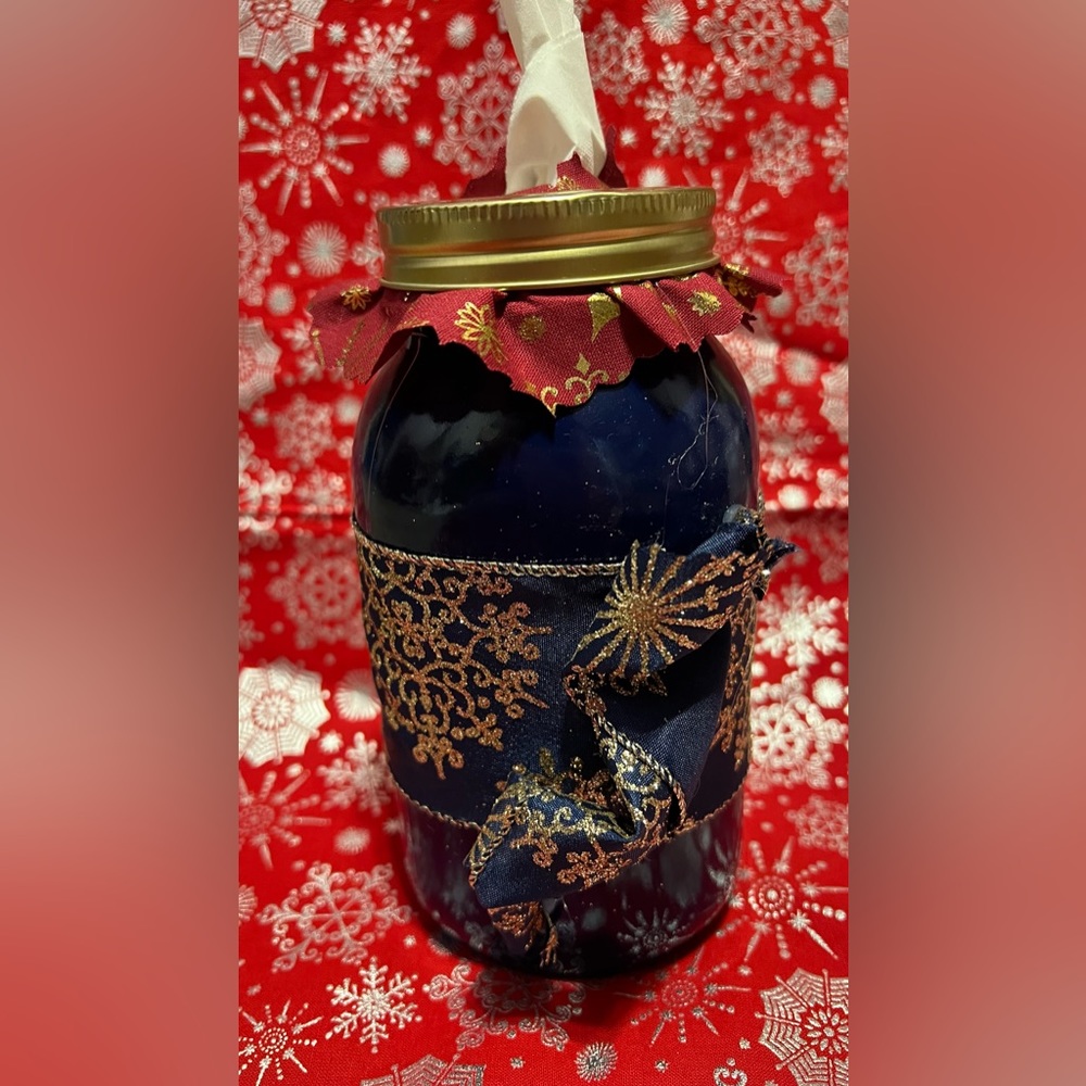 One of a kind tissue jar made from a mason jar